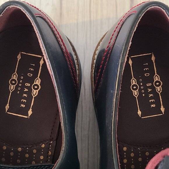 Ted Baker London Braythe 2 Derby Shoes Navy Blue Leather Cap Toe 10 Quiet Luxury - Picture 7 of 12